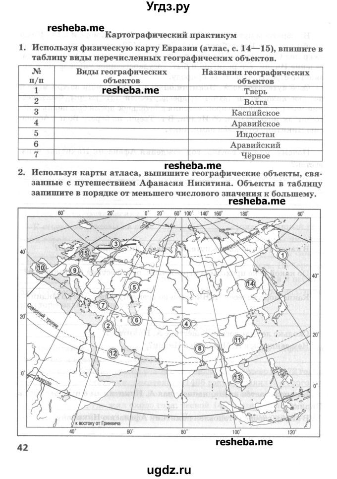 ГДЗ (Учебник) по географии 5 класс (тетрадь-практикум) Молодцов Д.В. / страница номер / 42