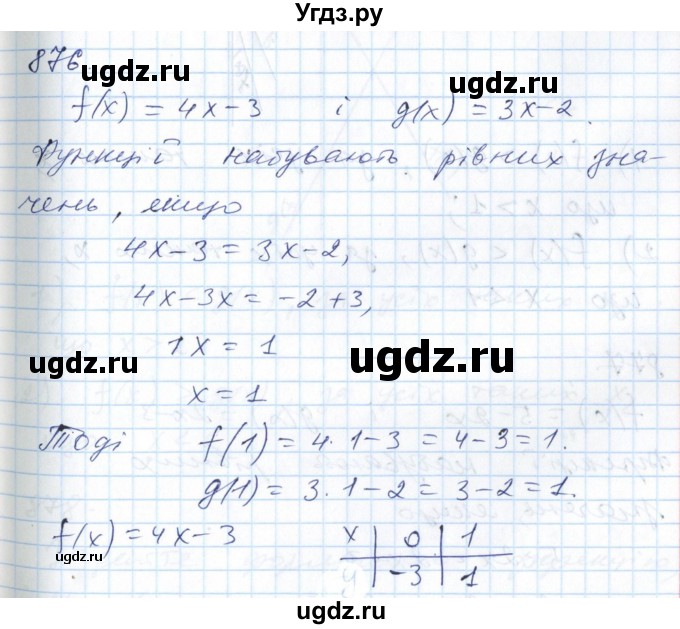 ГДЗ (Решебник №1) по алгебре 7 класс Мерзляк А.Г. / завдання номер / 876