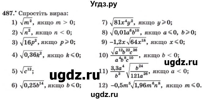 ГДЗ (Учебник) по алгебре 8 класс Мерзляк А.Г. / вправи номер / 487