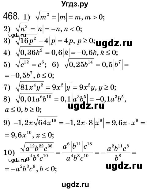 ГДЗ (Решебник №2) по алгебре 8 класс Мерзляк А.Г. / вправи номер / 468