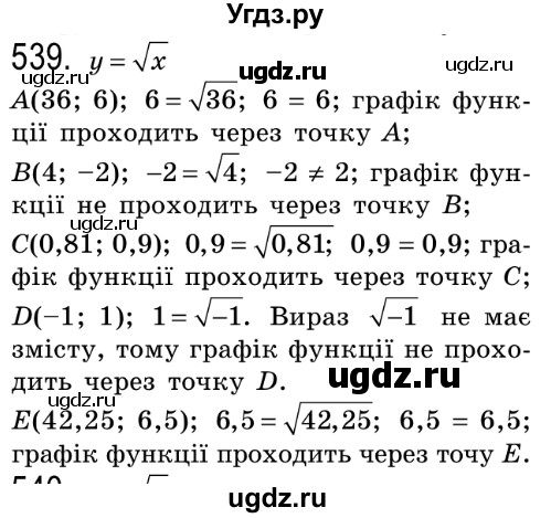 ГДЗ (Решебник №2) по алгебре 8 класс Мерзляк А.Г. / вправи номер / 539
