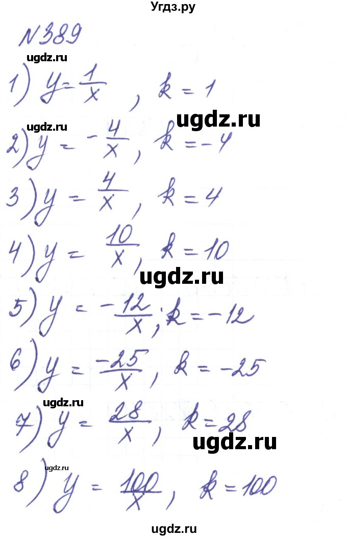 ГДЗ (Решебник) по алгебре 8 класс Тарасенкова Н.А. / вправа номер / 389