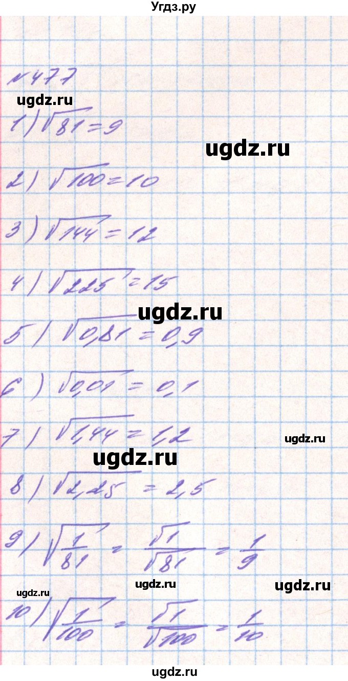 ГДЗ (Решебник) по алгебре 8 класс Тарасенкова Н.А. / вправа номер / 477
