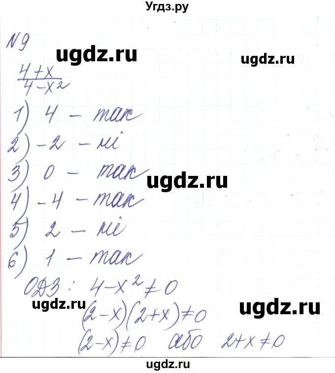 ГДЗ (Решебник) по алгебре 8 класс Тарасенкова Н.А. / вправа номер / 9