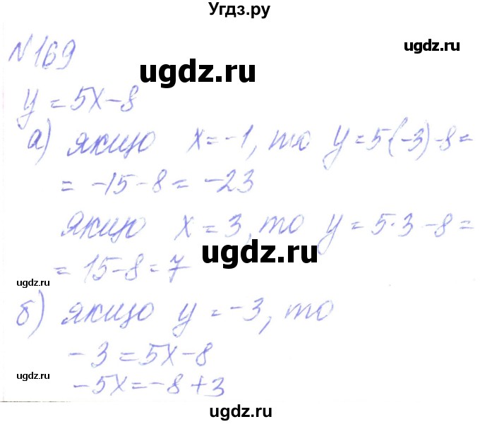 ГДЗ (Решебник) по алгебре 8 класс Кравчук В.Р. / вправа / 169