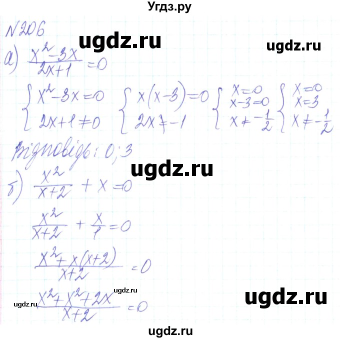 ГДЗ (Решебник) по алгебре 8 класс Кравчук В.Р. / вправа / 206