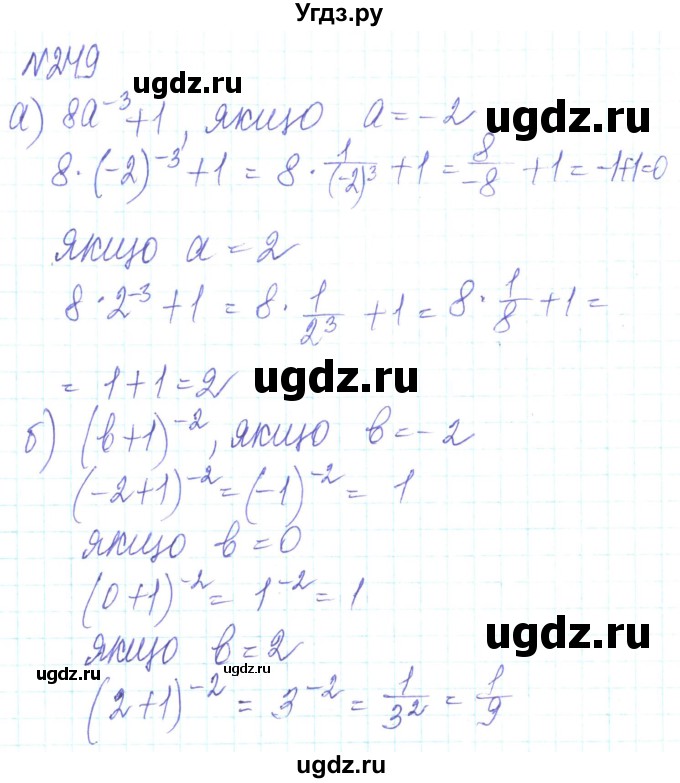 ГДЗ (Решебник) по алгебре 8 класс Кравчук В.Р. / вправа / 249