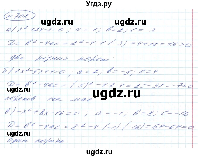 ГДЗ (Решебник) по алгебре 8 класс Кравчук В.Р. / вправа / 702