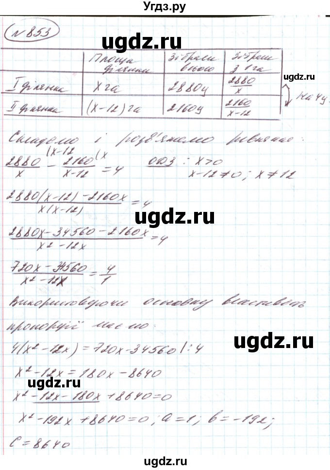 ГДЗ (Решебник) по алгебре 8 класс Кравчук В.Р. / вправа / 853