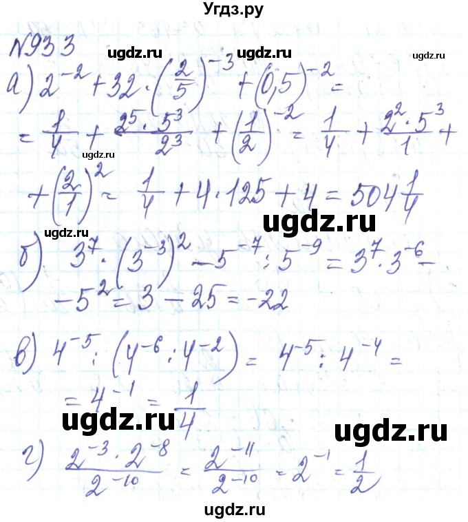 ГДЗ (Решебник) по алгебре 8 класс Кравчук В.Р. / вправа / 933
