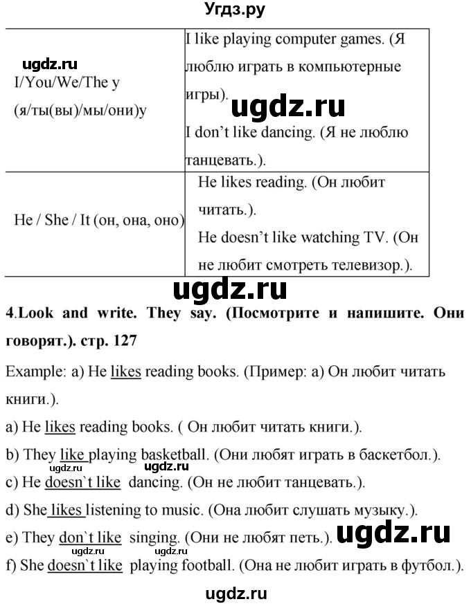 ГДЗ (Решебник) по английскому языку 4 класс Цуканова Н.Э. / страница / 127(продолжение 2)