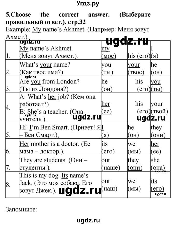 ГДЗ (Решебник) по английскому языку 4 класс Цуканова Н.Э. / страница / 32(продолжение 2)