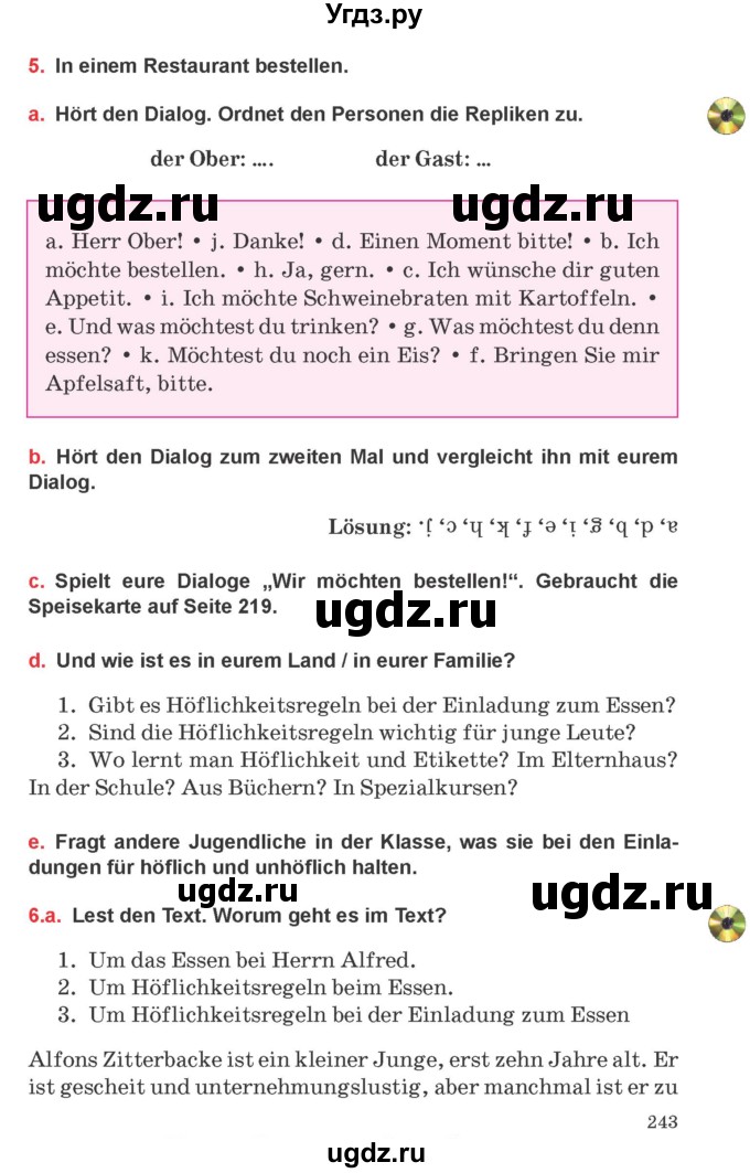 ГДЗ (Учебник) по немецкому языку 8 класс Будько А.Ф. / страница номер / 243-244