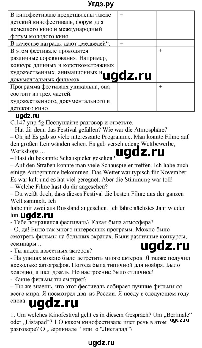 ГДЗ (Решебник) по немецкому языку 8 класс Будько А.Ф. / страница номер / 147(продолжение 2)