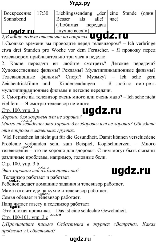 ГДЗ (Решебник) по немецкому языку 5 класс Будько А.Ф. / часть 2. страница / 100(продолжение 2)