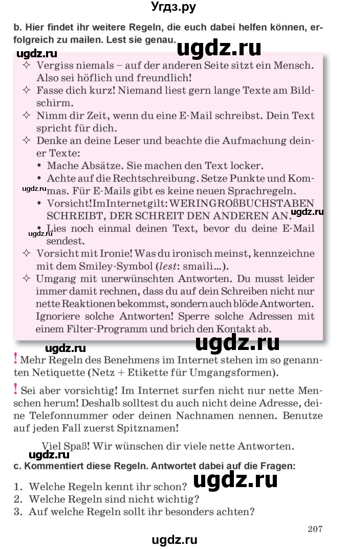 ГДЗ (Учебник) по немецкому языку 9 класс Будько А.Ф. / страница номер / 207