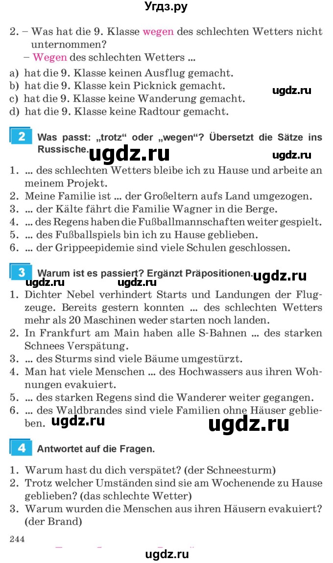 ГДЗ (Учебник) по немецкому языку 9 класс Будько А.Ф. / страница номер / 244