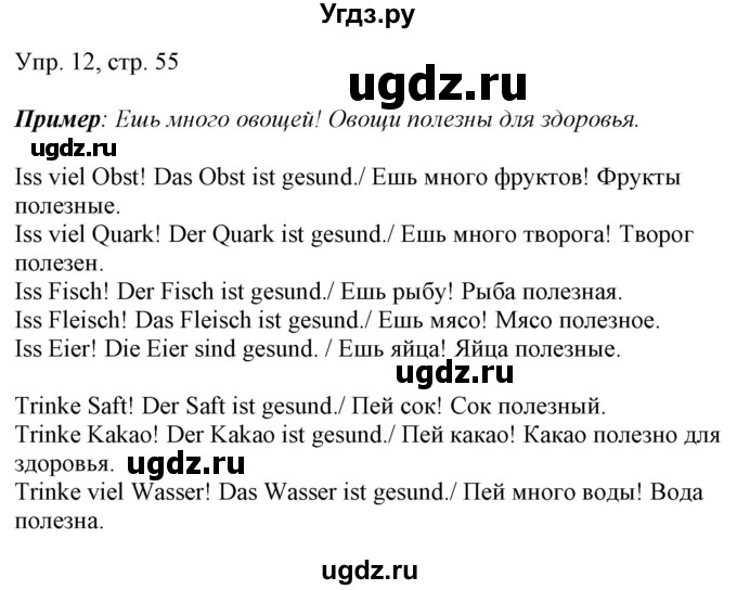 ГДЗ (Решебник) по немецкому языку 6 класс (рабочая тетрадь) Будько А.Ф. / страница / 55(продолжение 2)