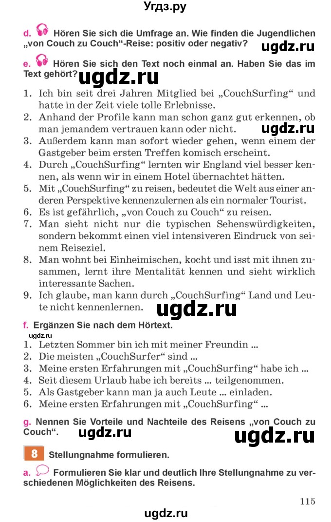 ГДЗ (Учебник) по немецкому языку 11 класс Будько А.Ф. / страница / 115