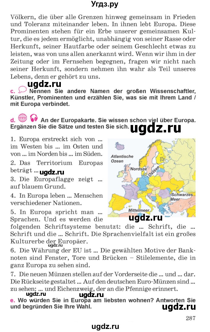 ГДЗ (Учебник) по немецкому языку 11 класс Будько А.Ф. / страница / 287