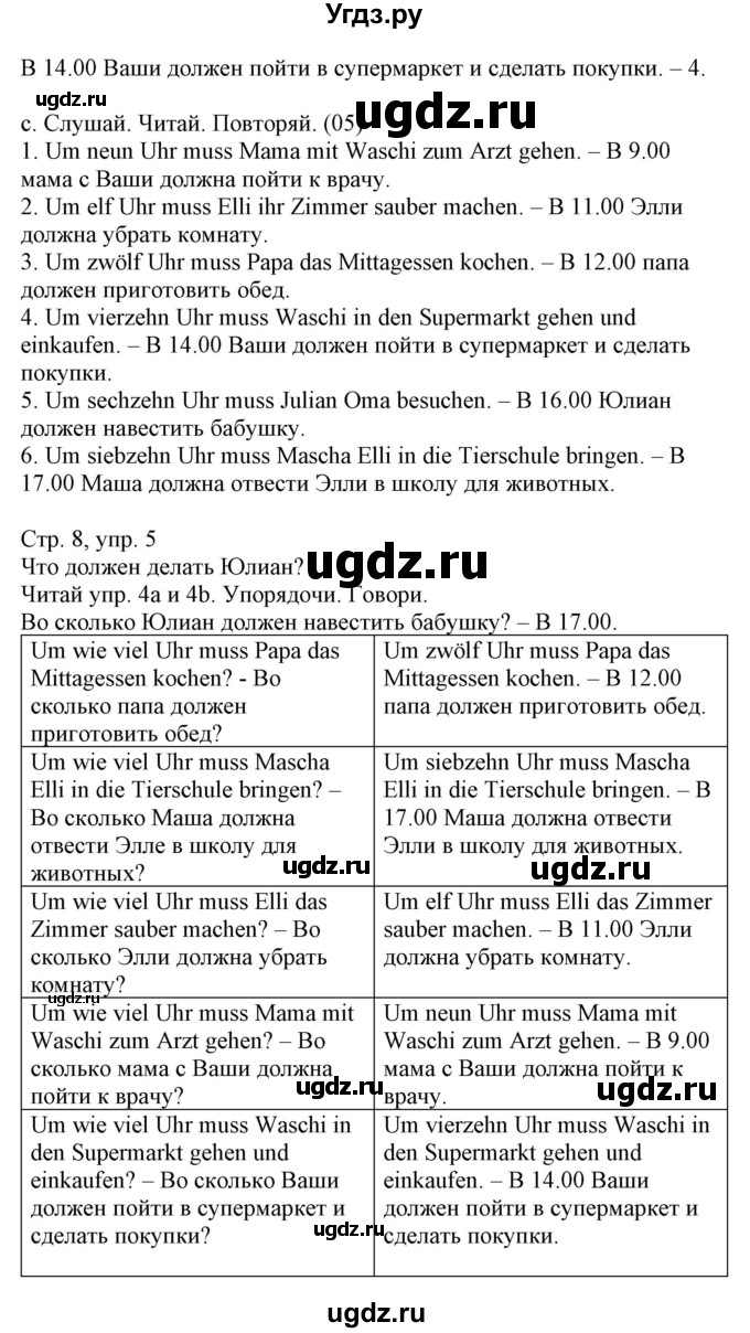 ГДЗ (Решебник) по немецкому языку 3 класс (Wunderkinder Plus) Захарова О.Л. / часть 2. страница номер / 8(продолжение 2)