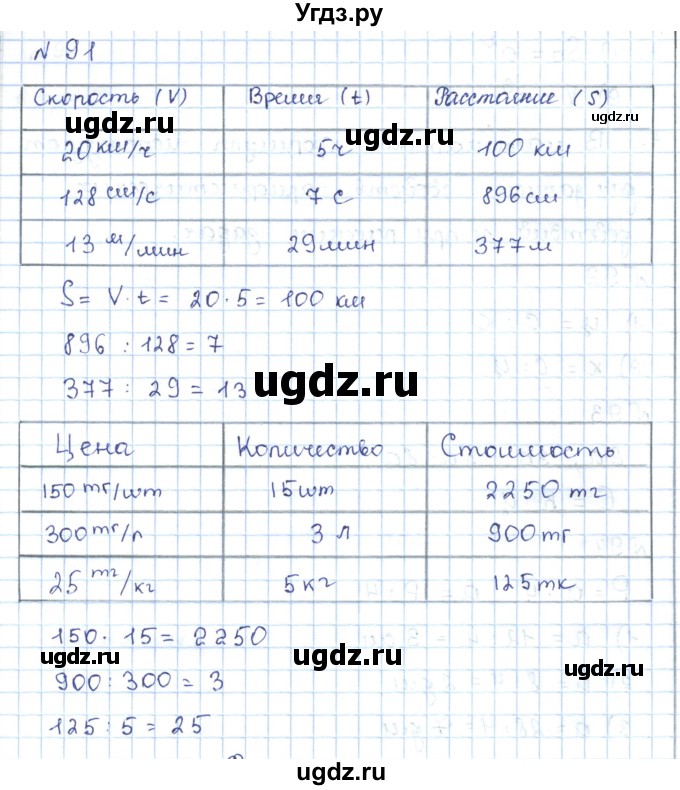 ГДЗ (Решебник) по математике 5 класс Абылкасымова А.Е. / упражнение / 91