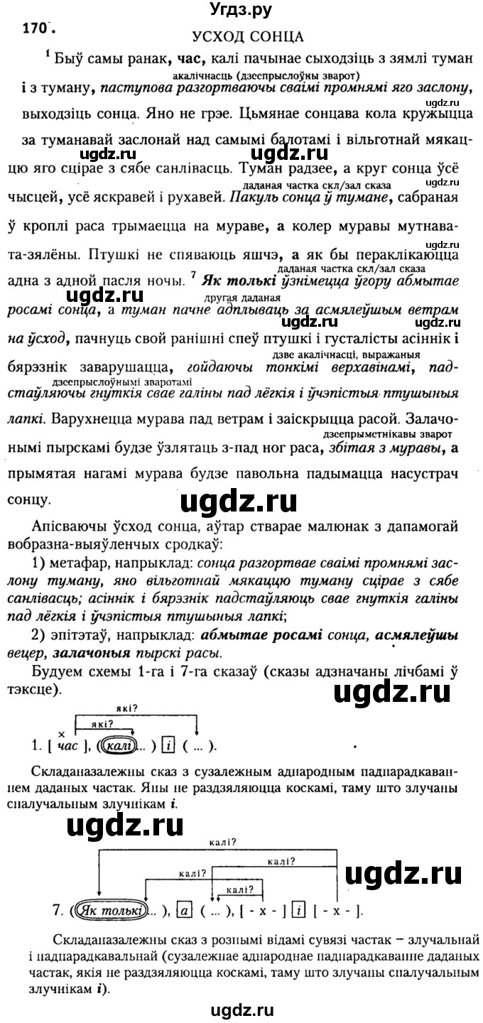 ГДЗ (Решебник №2) по белорусскому языку 9 класс Гарзей Н. М. / практыкаванне / 170