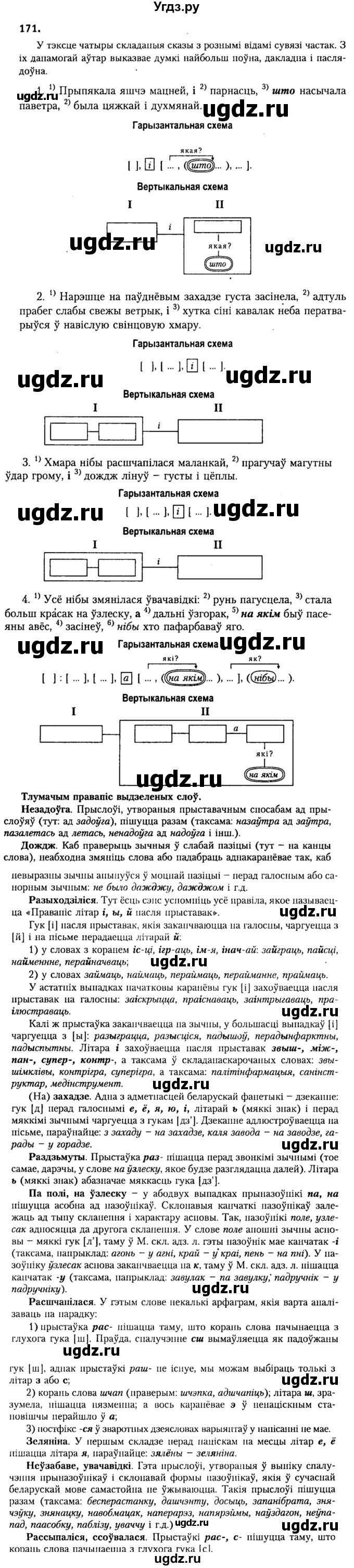 ГДЗ (Решебник №2) по белорусскому языку 9 класс Гарзей Н. М. / практыкаванне / 171