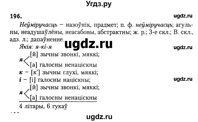 ГДЗ (Решебник №2) по белорусскому языку 9 класс Гарзей Н. М. / практыкаванне / 196