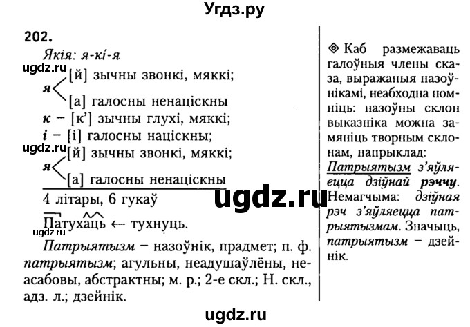 ГДЗ (Решебник №2) по белорусскому языку 9 класс Гарзей Н. М. / практыкаванне / 202