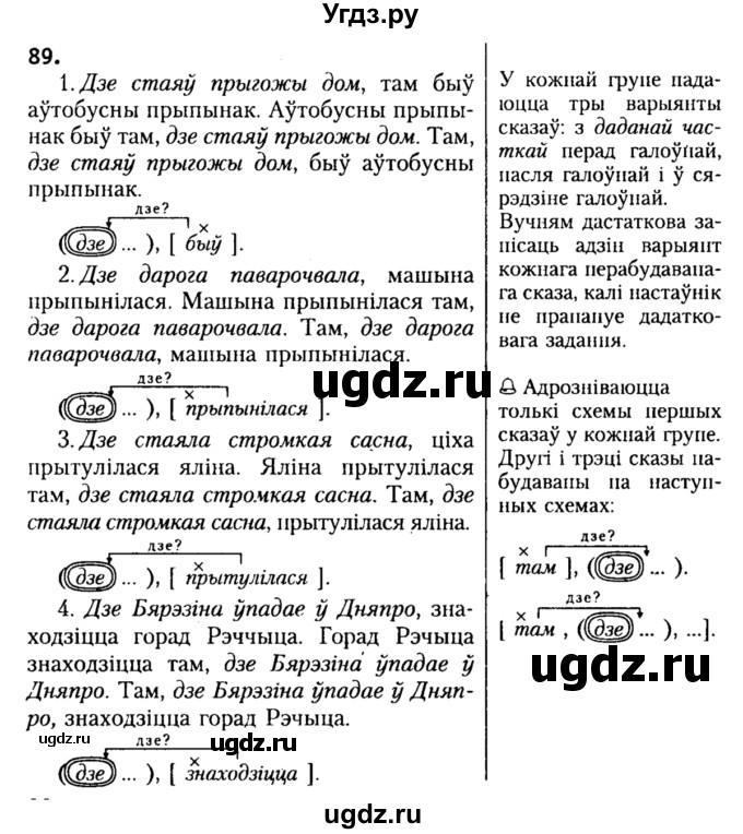 ГДЗ (Решебник №2) по белорусскому языку 9 класс Гарзей Н. М. / практыкаванне / 89