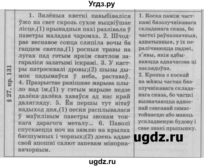 ГДЗ (Решебник №3) по белорусскому языку 9 класс Гарзей Н. М. / практыкаванне / 131