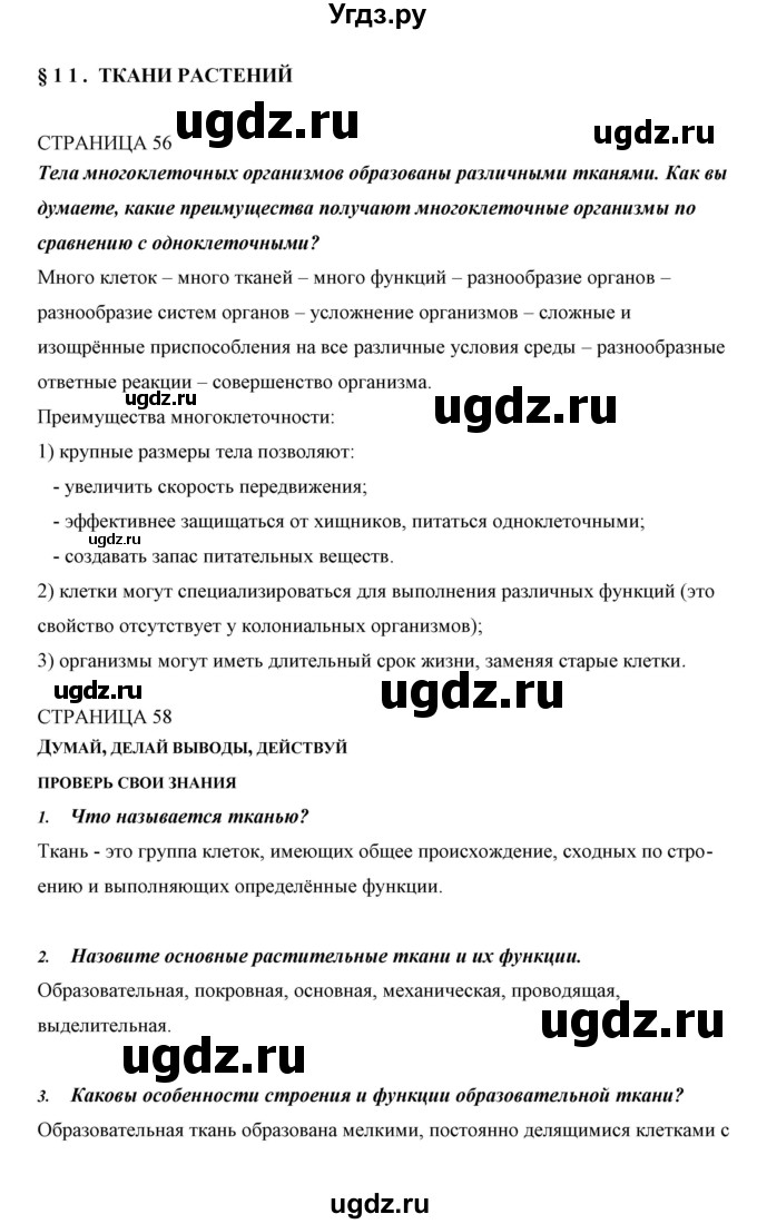 ГДЗ (Решебник) по биологии 5 класс Сивоглазов В.И. / параграф / 11