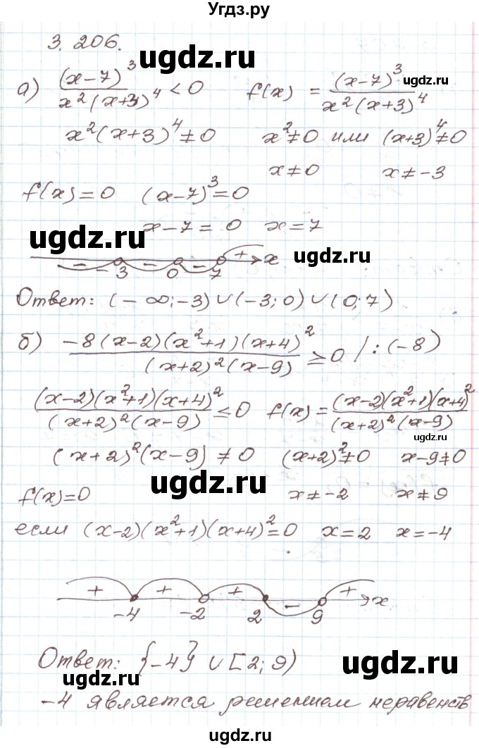 ГДЗ (Решебник) по алгебре 9 класс Арефьева И.Г. / глава 3 / упражнение / 3.206