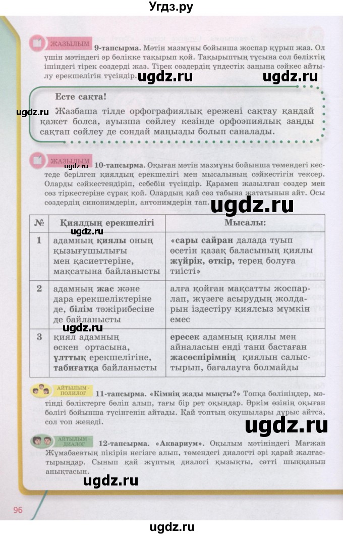 ГДЗ (Учебник) по казахскому языку 5 класс Даулетбекова	Ж. / страница / 96