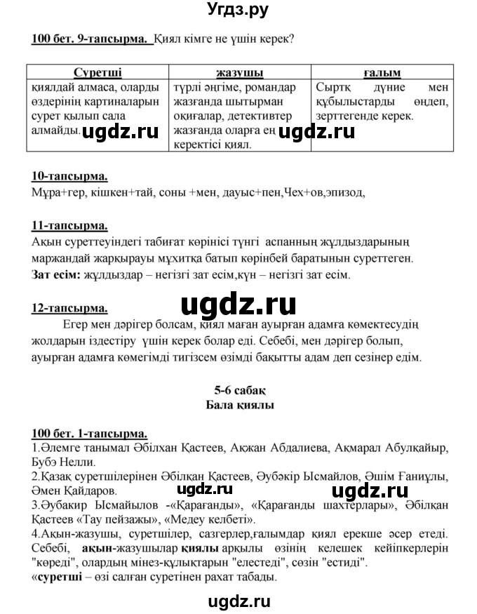 ГДЗ (Решебник) по казахскому языку 5 класс Даулетбекова	Ж. / страница / 100