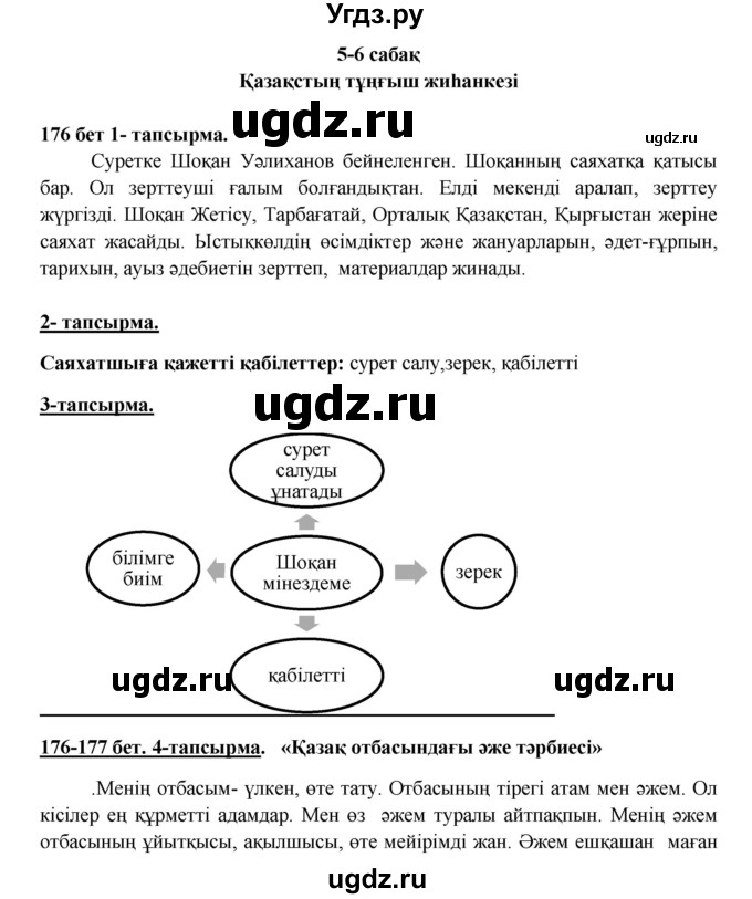ГДЗ (Решебник) по казахскому языку 5 класс Даулетбекова	Ж. / страница / 176-177