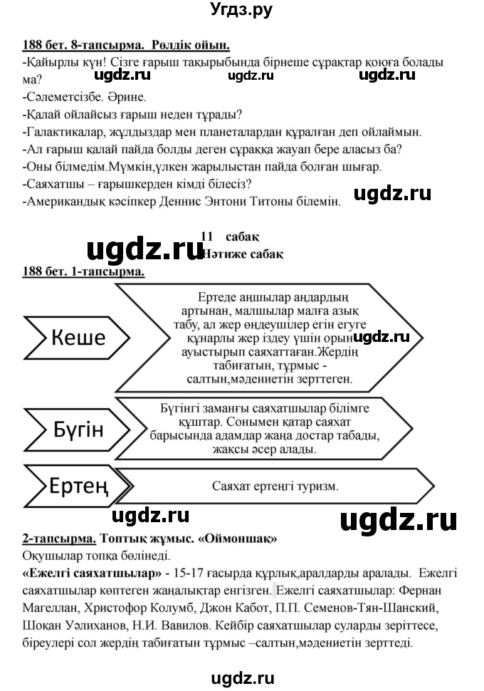 ГДЗ (Решебник) по казахскому языку 5 класс Даулетбекова	Ж. / страница / 188