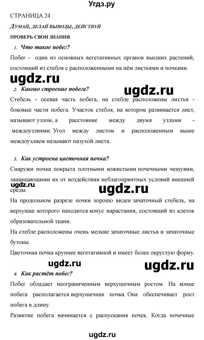 ГДЗ (Решебник) по биологии 6 класс Сивоглазов В. И. / страница / 24