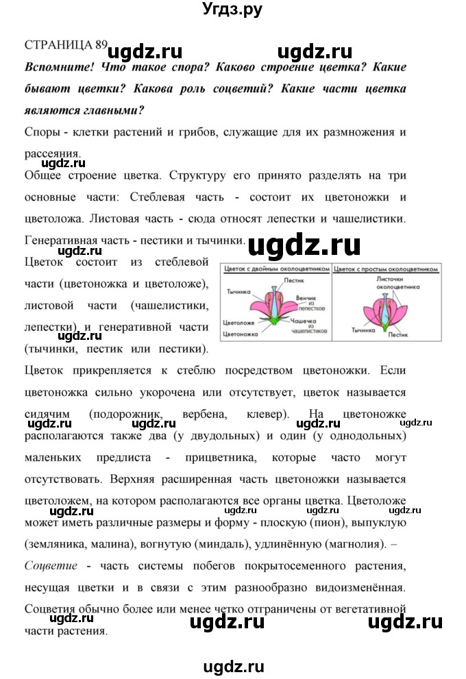 ГДЗ (Решебник) по биологии 6 класс Сивоглазов В. И. / страница / 89