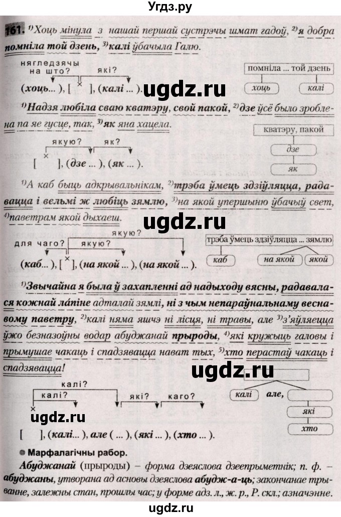 ГДЗ (Решебник №2) по белорусскому языку 9 класс Валочка Г.М. / практыкаванне / 161