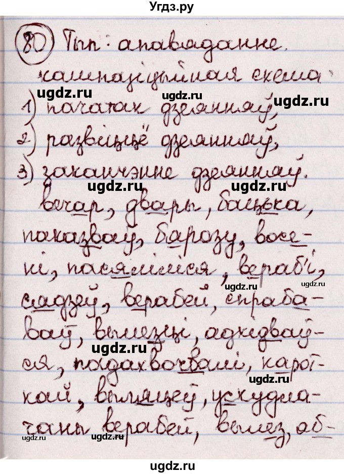 ГДЗ (Решебник №1 к учебнику 2020) по белорусскому языку 7 класс Валочка Г.М. / практыкаванне / 80