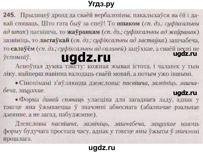 ГДЗ (Решебник №2 к учебнику 2020) по белорусскому языку 7 класс Валочка Г.М. / практыкаванне / 245