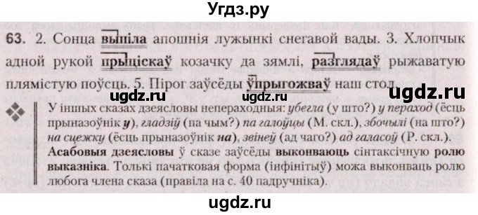 ГДЗ (Решебник №2 к учебнику 2020) по белорусскому языку 7 класс Валочка Г.М. / практыкаванне / 63