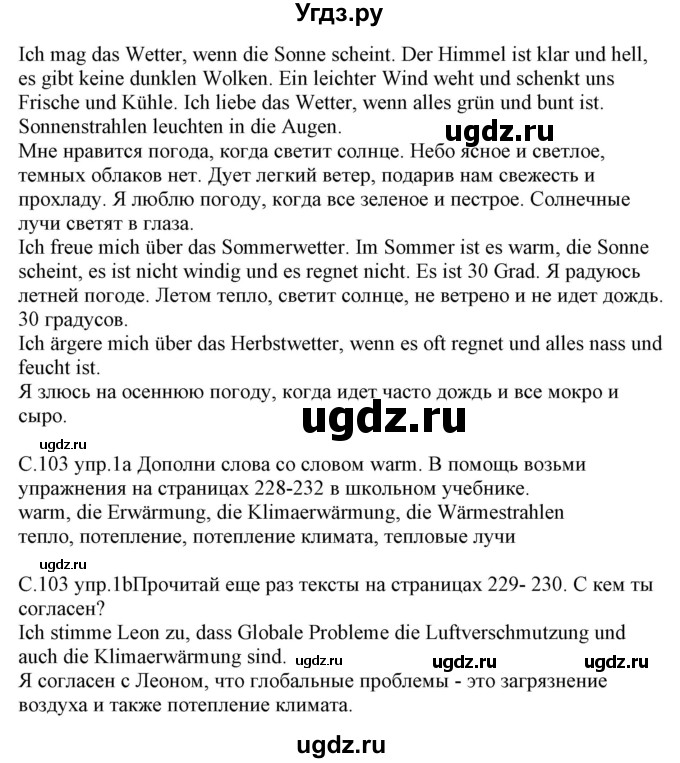 ГДЗ (Решебник) по немецкому языку 9 класс (рабочая тетрадь) Будько А.Ф. / страница / 103(продолжение 2)