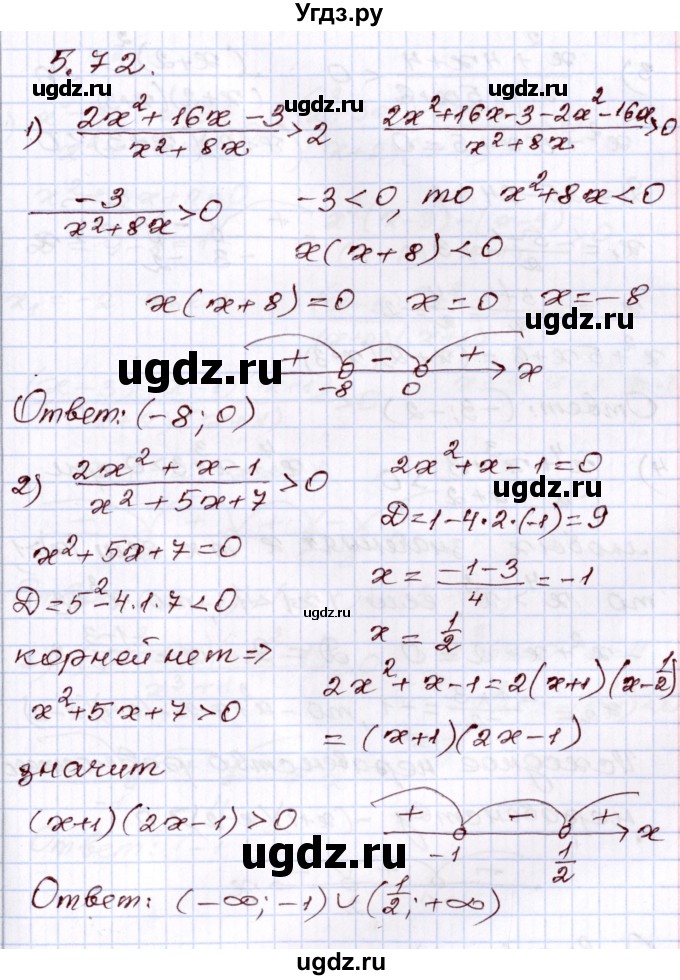 ГДЗ (Решебник) по алгебре 8 класс Шыныбеков А.Н. / раздел 5 / 5.72