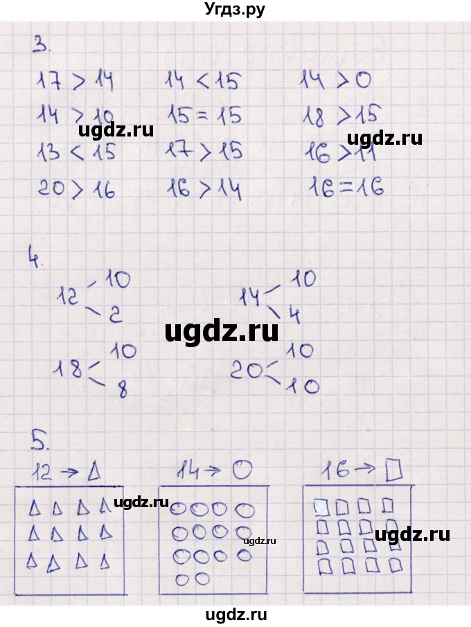 ГДЗ (Решебник) по математике 1 класс (самостоятельные работы к учебнику Моро) Самсонова Л.Ю. / часть 2 / числа 1-20 / Вариант 2(продолжение 2)