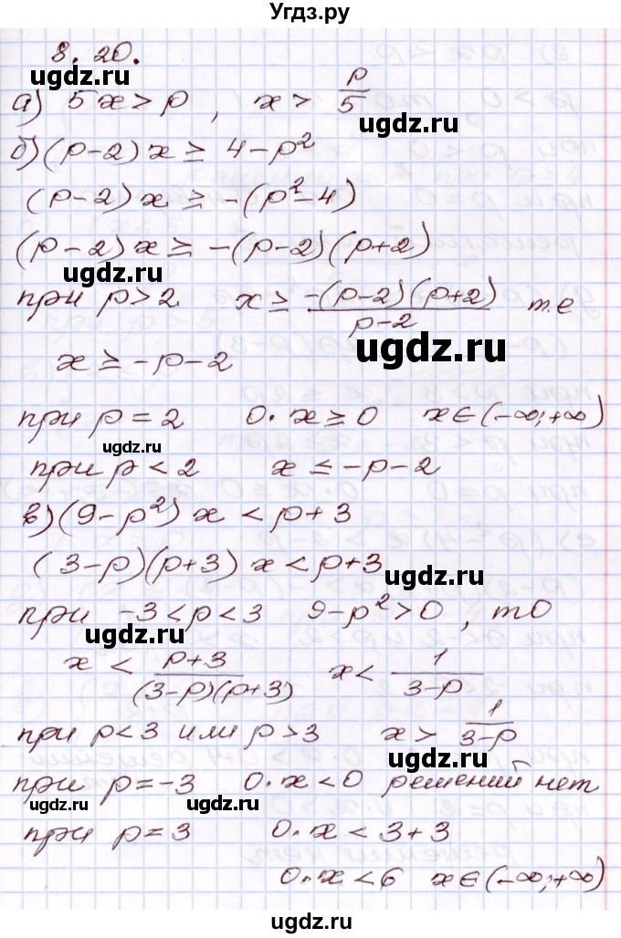 ГДЗ (Решебник) по алгебре 8 класс Мордкович А.Г. / §8 / 8.20