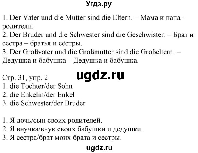 ГДЗ (Решебник) по немецкому языку 4 класс (рабочая тетрадь) Будько А.Ф. / страница / 31(продолжение 2)