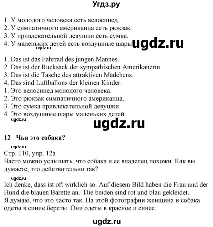 ГДЗ (Решебник) по немецкому языку 8 класс Радченко О.А. / страница / 110(продолжение 2)